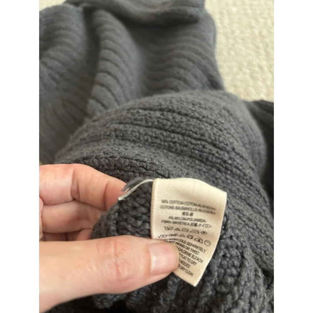 FREE PEOPLE Emmy Ribbed V-Neck Sweater Dress Cotton‎ Small Petite GRAPHITE Slits